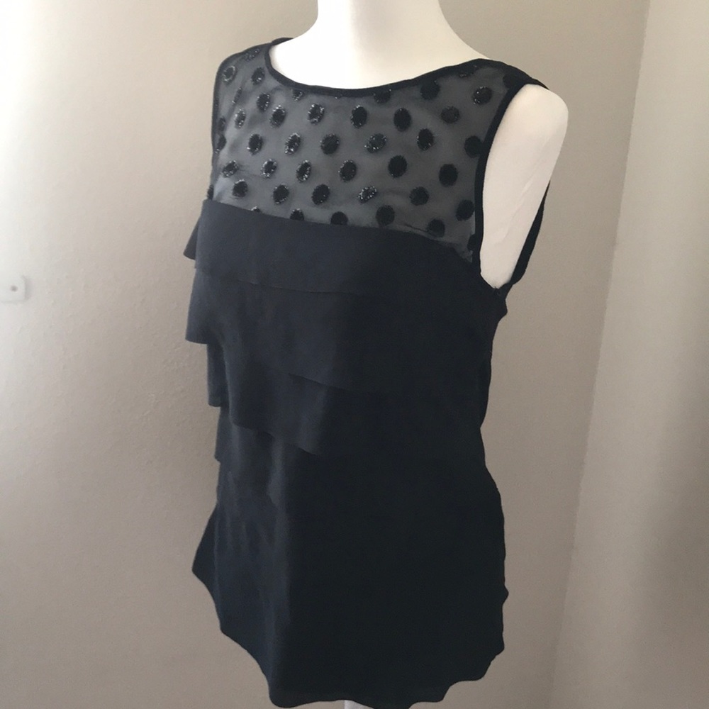 Loft Black Polka Dot Top
